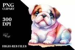 Cute Watercolor Bulldog Clipart Product Image 1