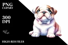 Cute Watercolor Bulldog Clipart Product Image 3