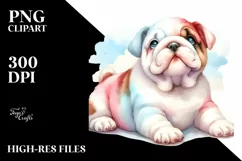 Cute Watercolor Bulldog Clipart Product Image 3