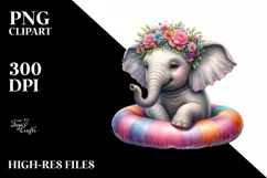 Watercolor Young Elephant with Flowers | Sublimation | Product Image 3