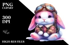 Sitting Baby Aviator Bunny PNG Product Image 2