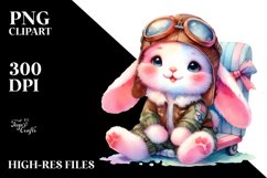 Sitting Baby Aviator Bunny PNG Product Image 2