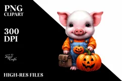 Cute Baby Pig Halloween Clipart Product Image 1