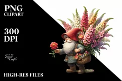 Detailed Gnome Snapdragon Bouquet Clipart Product Image 1