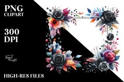 Colorful Horizontal Frame Black Roses | Sublimation | Product Image 1