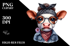 Expressive Baby Cow with Fancy es | Clipart Product Image 2