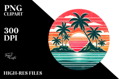 Retro Tropical Island Sunset PNG Product Image 2