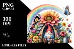 Colorful Rainbow Gnome,Butterfly Bird | Watercolor Product Image 1