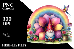 Gnome House Flower Rainbow Clipart Product Image 2