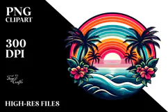 Retro Rainbow Sunset Clipart Tshirt, 20 oz Tumbler Product Image 2