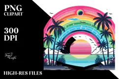 Retro Rainbow Sunset Clipart Tshirt, 20 oz Tumbler Product Image 2