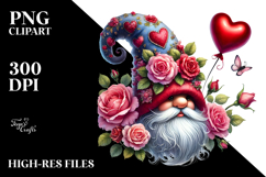 Valentines Gnome with Roses PNG Product Image 2