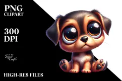 Silly Cartoon Puppy with Bow Tie PNG Product Image 2