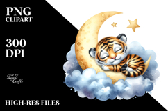 Cute Baby Tiger Moon PNG Product Image 2