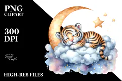Cute Baby Tiger Moon PNG Product Image 2