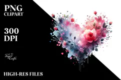 Paintbrush Style Heart Watercolor PNG Product Image 2
