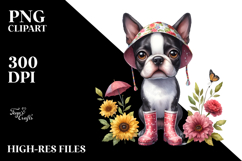 Boston Terrier Rain Boots Splash | Clipart Product Image 2