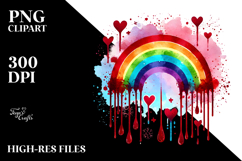 Simple Rainbow with Hearts Watercolor PNG Product Image 2