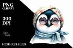 Whimsical Cute Penguin Scarf Sunglasses Clipart Product Image 3