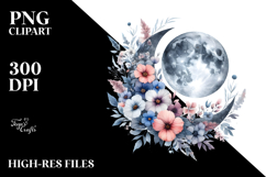 Colorful Flowered Half Moon PNG Product Image 2