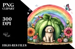 Colorful Vegetable Rainbow Dog,Bicycle | Watercolor Product Image 1
