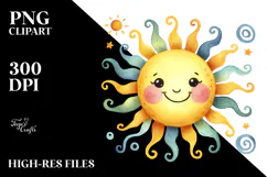 Whimsical Smiling Sun, Playful PNG Product Image 2
