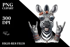 Funny Cute Zebra Portrait Smiling with Rock Sign and Product Image 3