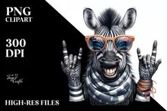 Funny Cute Zebra Portrait Smiling with Rock Sign and Product Image 3