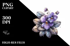 Wooden Violet Watercolor Sublimation Clipart Product Image 1