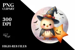 Cute Halloween Baby Koala on Moon PNG Product Image 1