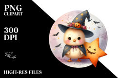 Cute Halloween Baby Koala on Moon PNG Product Image 2