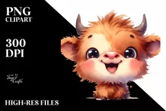 Funny Highland Cow Face PNG Product Image 3