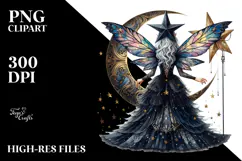 Gothic Fairy on a Star, PNG Product Image 2