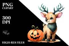 Colorful Baby Elk Halloween Scenery | Clipart Product Image 2