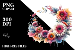 Colorful Gerbera Frame, PNG Product Image 2