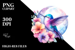 Watercolor Moon with Flowers Baby Macaw | Sublimation | Product Image 2