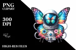 Colorful Butterfly with Astronaut Helmet | Sublimation | Product Image 3