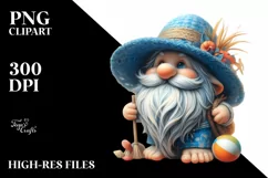 Gnome Beach Wear Blue Hat | Sublimation | Clipart Product Image 1
