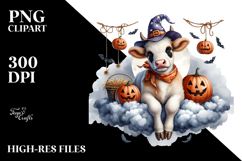 Cow Dressed for Halloween on Cloud PNG Product Image 2