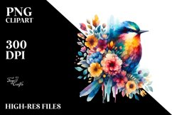 Abstract Watercolor Vibrant Bird Clipart Product Image 1