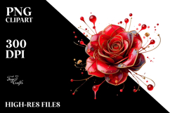 Red Rose with Golden Insertions PNG Product Image 2