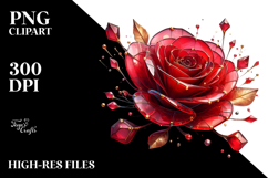 3D Red Rose with Golden Insertions, PNG Product Image 2