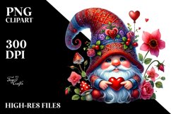 Detailed Valentines Gnome with Large Detailed Hat PNG Product Image 2