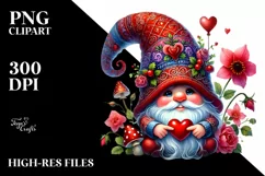 Detailed Valentines Gnome with Large Detailed Hat PNG Product Image 2