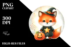 Cute Halloween Baby Fox on Star PNG Product Image 2