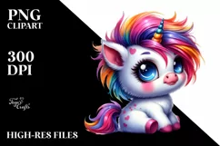 Vibrant Baby Unicorn Clipart Product Image 3