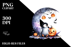 Halloween Penguin on Moon PNG Product Image 2