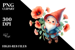 Floating Gnome with Nasturtium PNG Product Image 2