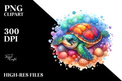 Colorful Baby Turtle Centered | Sublimation | Clipart Product Image 3