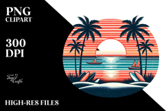 Retro Beach Sunset Clipart Tshirt, 20 oz Tumbler Product Image 2
